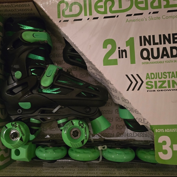 2-in-1 Inline Skates - Black and Green - Picture 1 of 3